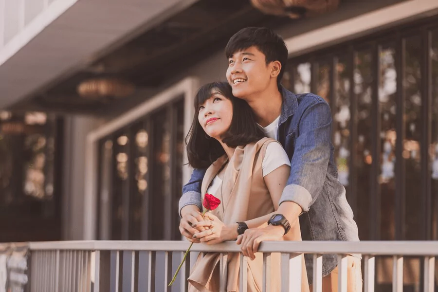 romantic japanese married couple