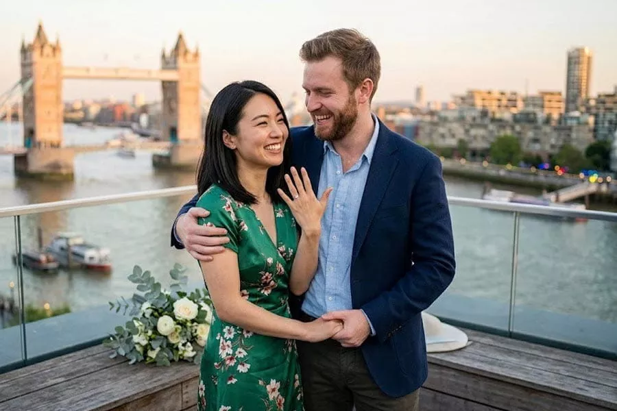 International couple engagement